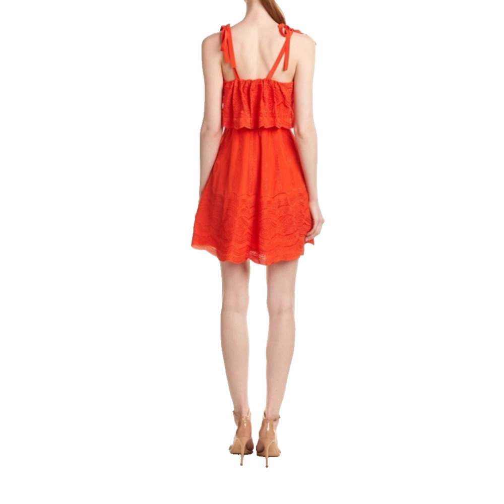 PARKER Nia Orange Silk Embroidered Lace Popover Party Dress Small NEW $398 - Picture 2 of 13